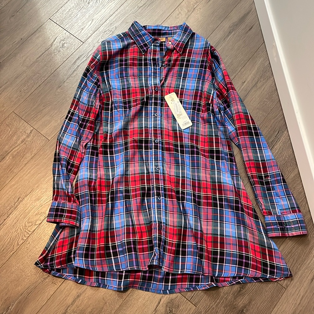 Plaid Button-Up Shirt Dress